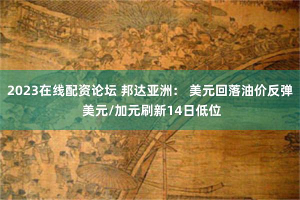 2023在线配资论坛 邦达亚洲： 美元回落油价反弹 美元/加元刷新14日低位