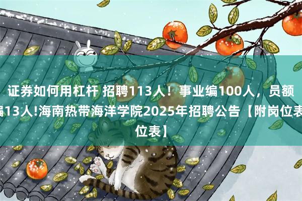 证券如何用杠杆 招聘113人！事业编100人，员额编13人!海南热带海洋学院2025年招聘公告【附岗位表】
