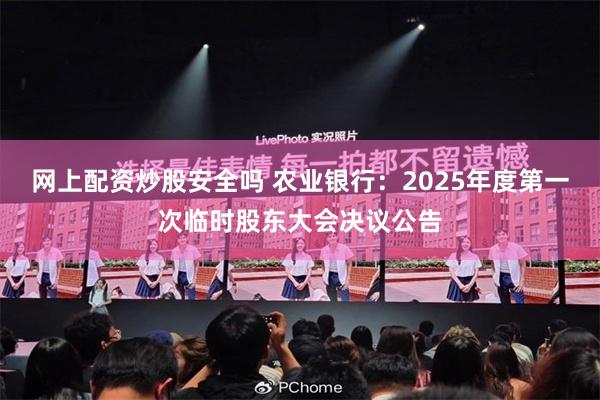 网上配资炒股安全吗 农业银行：2025年度第一次临时股东大会决议公告