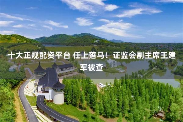 十大正规配资平台 任上落马！证监会副主席王建军被查