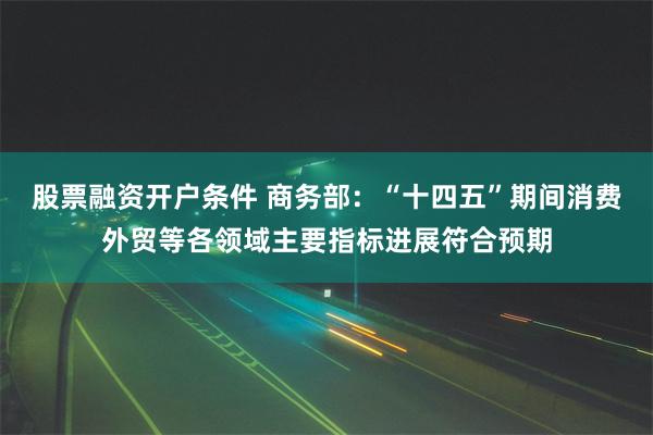 股票融资开户条件 商务部：“十四五”期间消费外贸等各领域主要指标进展符合预期