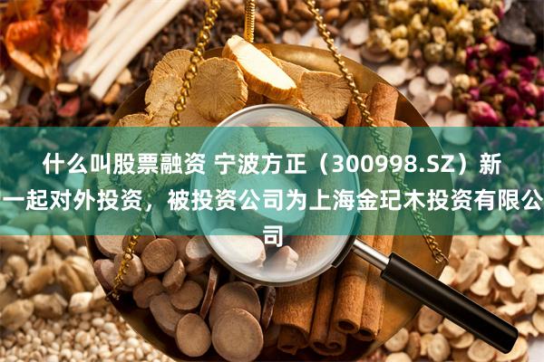 什么叫股票融资 宁波方正（300998.SZ）新增一起对外投资，被投资公司为上海金玘木投资有限公司