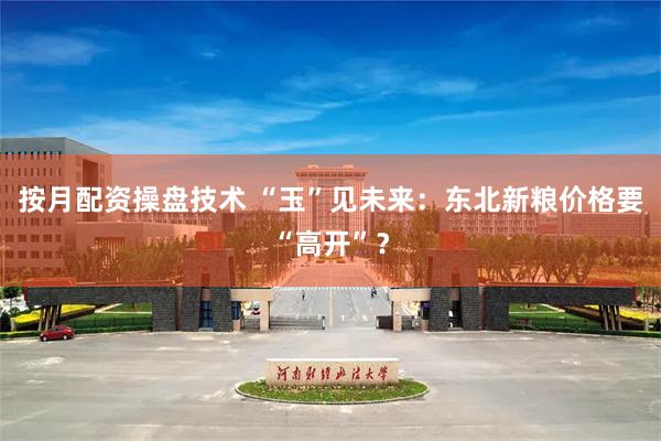 按月配资操盘技术 “玉”见未来：东北新粮价格要“高开”？
